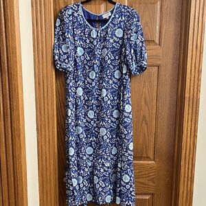 Olivia James The Label, Blue Peacock & Floral Dress, size S, EUC
